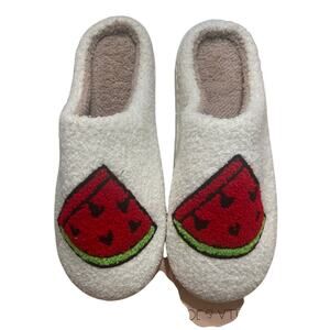 Ella & Joy Women's Slippers White & Watermelons Slip On Cozy Size XL (10/11) New